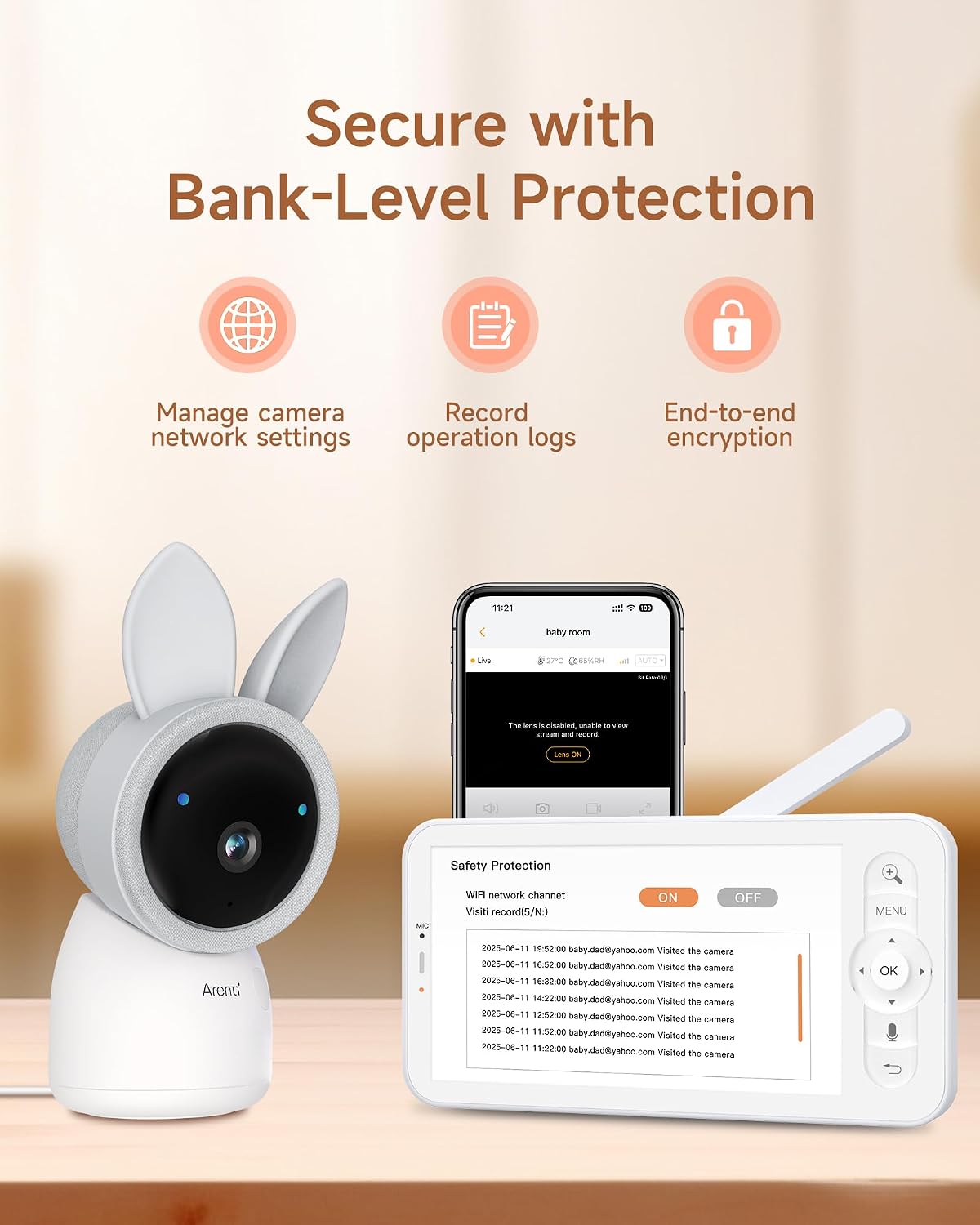 ARENTI 5-Inch Wireless Baby Monitor Display, Parent Unit for AInanny A4 Camera(Screen2)