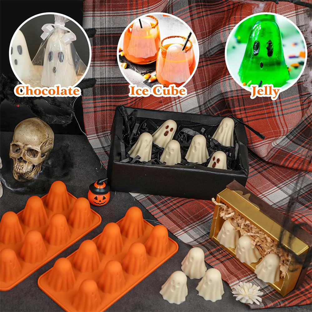3-teiliges Halloween-Silikonformen-Set – Für Schokolade, Eis, Gelee & Deko (Kürbis, Spinne, Totenkopf)