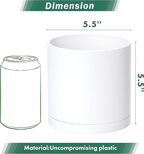 Miniatura 54 de D'vine Dev Paquete de 2 macetas de plástico modernas de 6.5 pulgadas, macetas de jardín pequeñas para plantas con agujeros de drenaje y platillos