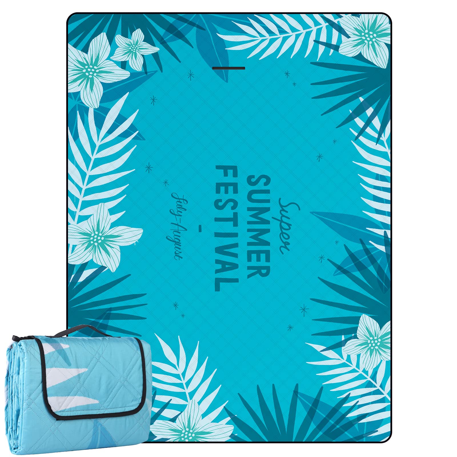 DEWUR Coperta da Picnic Impermeabile Lavabile Sandfrei XXL 300x200cm Blu