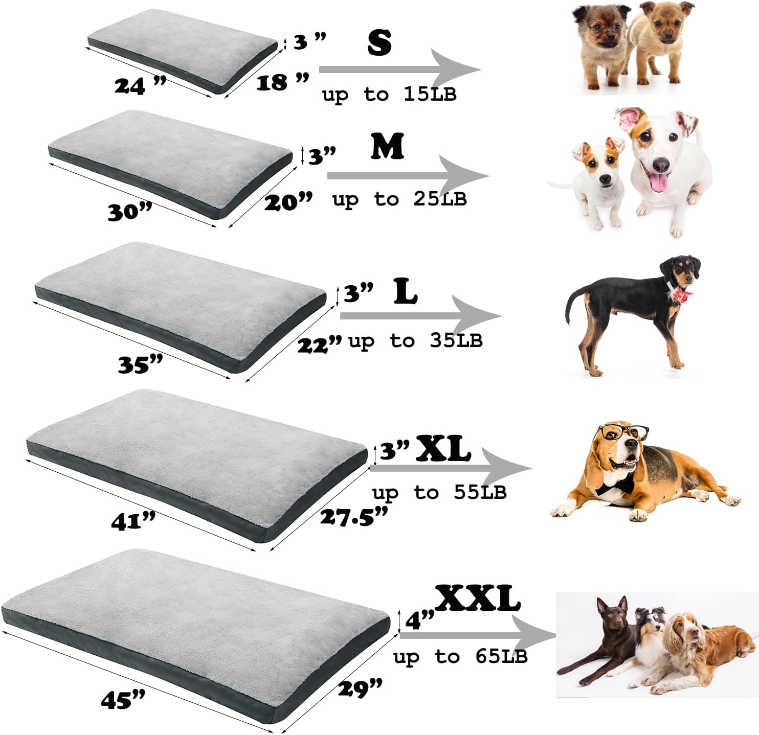 review Large Dog Beds for Large Dog, Dog Crate Bed with Removable Washable Cover, Anti-Slip Kennel Pad Pet Sleeping Mattress for Large, Medium, Jumbo, Small Dogs
