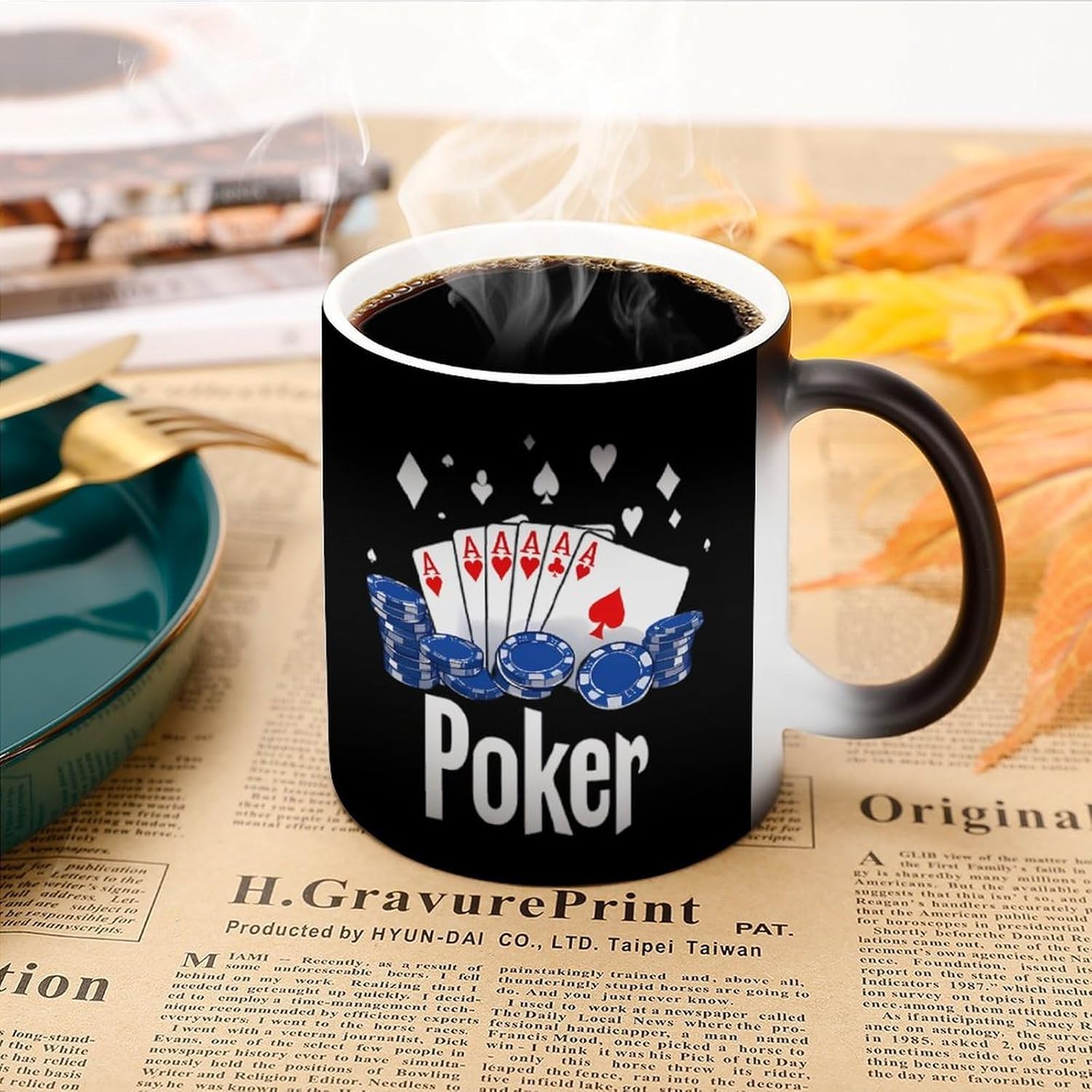 Poker Casino Funny Color Changing Coffee Mug Ceramic Magic Cup Personalized Discoloration Tea Mugs