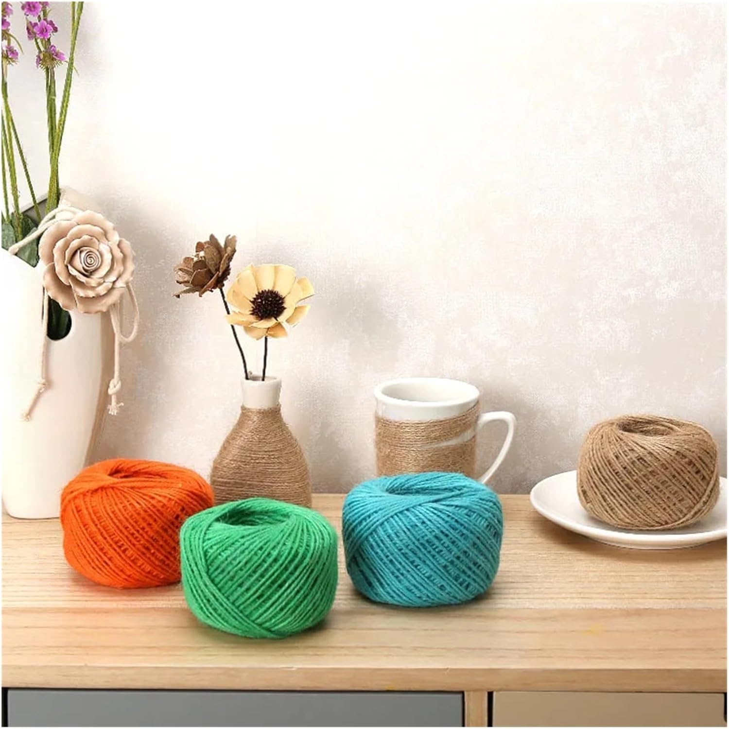 10m 5mm Natural Burlap Burlap Jute Twine Rope Gift Wrapping Rope Christmas Events and Party Supplies(Light Yellow 5mm)