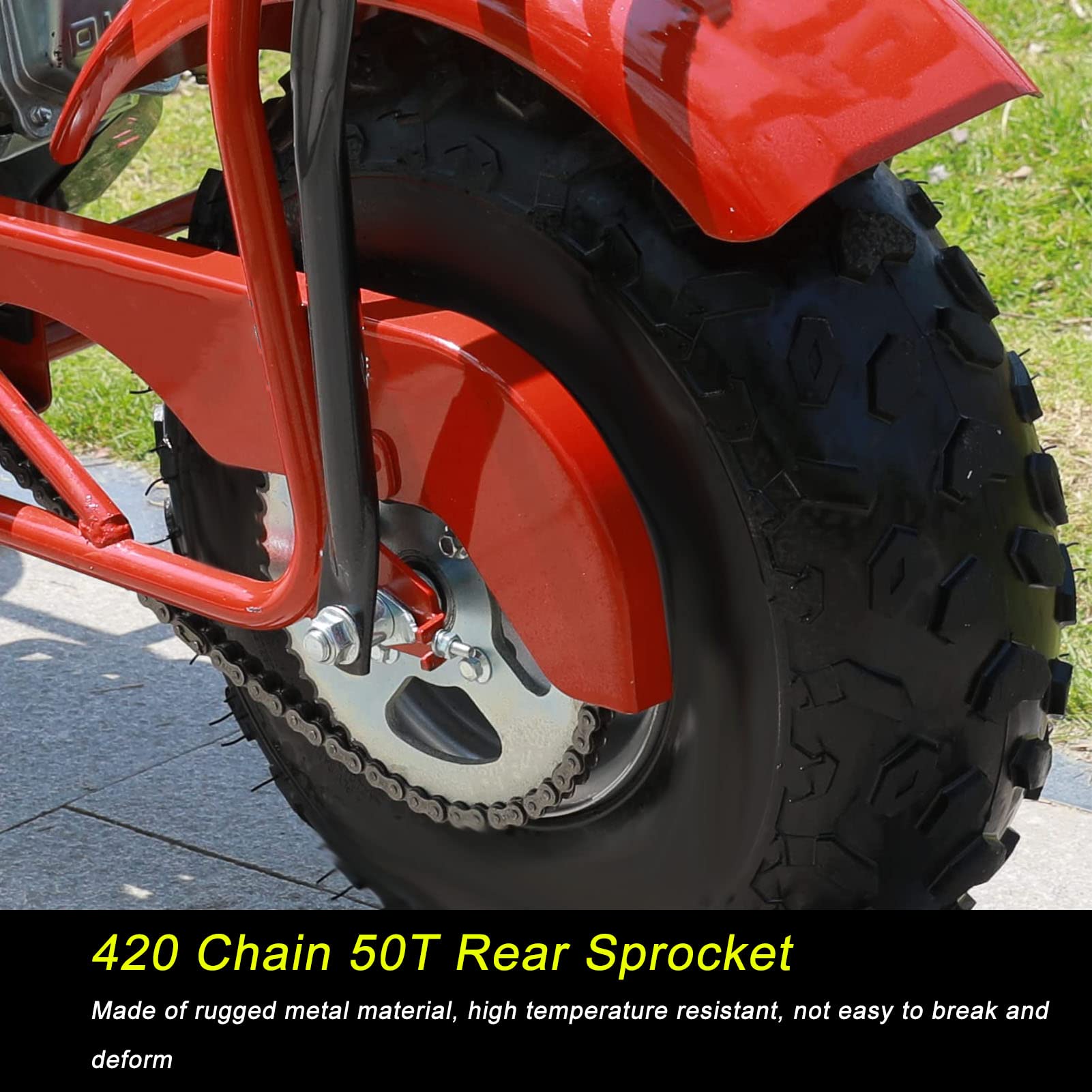 Tissting 50 zębów, tylne koło zębate, 40 mm, ID 420, łańcuchy, 4 otwory, srebrna, stalowa, do gokartów, quadów, rowerów pit bike lekkich motocykli
