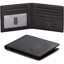 Wallet for Men Real Leather Mens Bifold Wallet RFID Blocking - Thin &amp; Stylish with ID Window in Gift Box (Crazy Horse, Coffee)