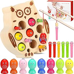 Jouet Enfant 2 Ans, Jeux Montessori 2 Ans, Jouets en Bois Jeu de pêche, Jeu de Peche Magnetique, Enfant en Bois Educatif Jouet, Jeux Enfants Cadeau 2-5 Ans