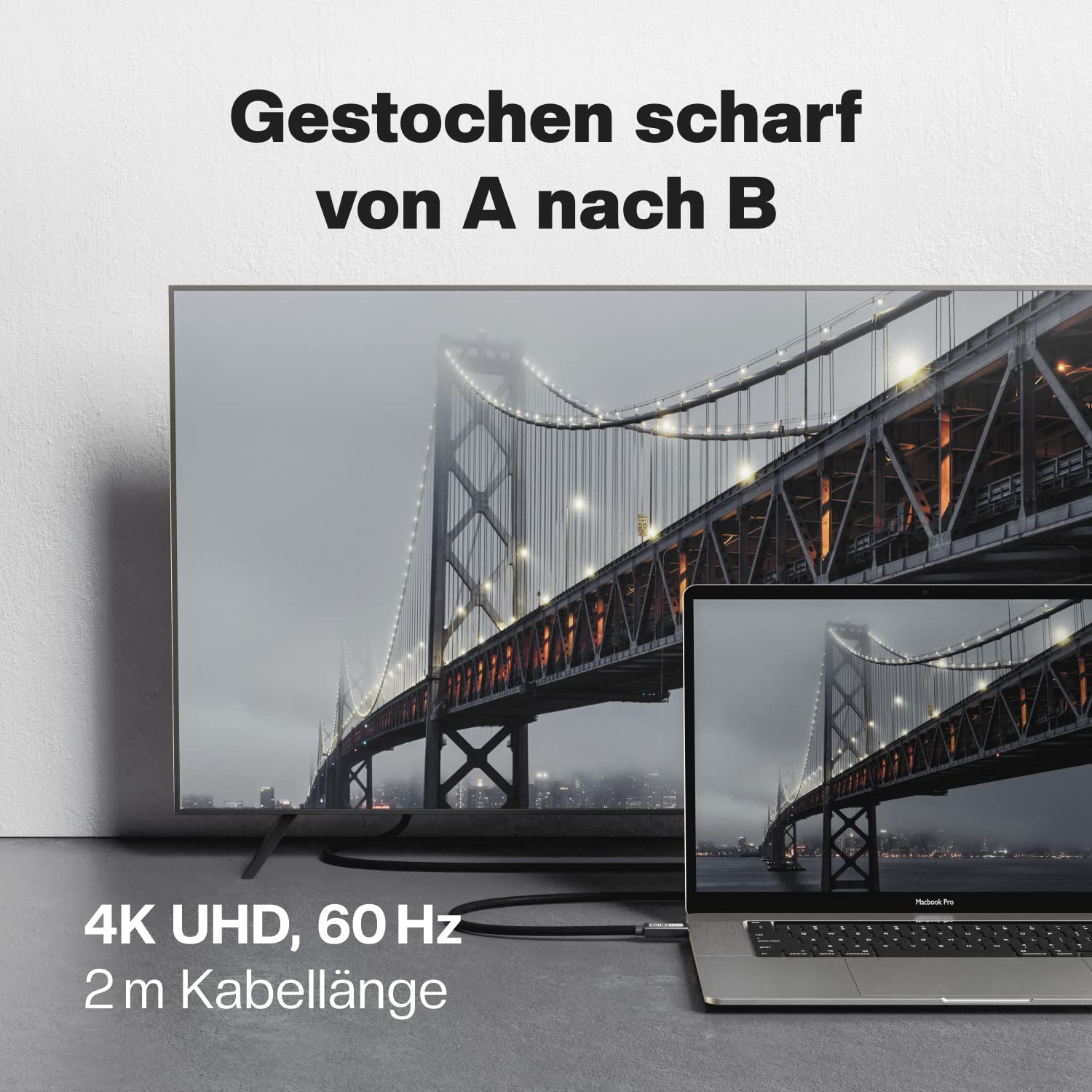 CABLETEX 2m USB C Monitorkabel zu Typ-C 3.2 Gen 2, 100W Power Delivery, 10GBit/s, für Thunderbolt 3 Bildschirme/Displays, Laden, Video- und Audioübertragung - Schwarz (Packung mit 2)