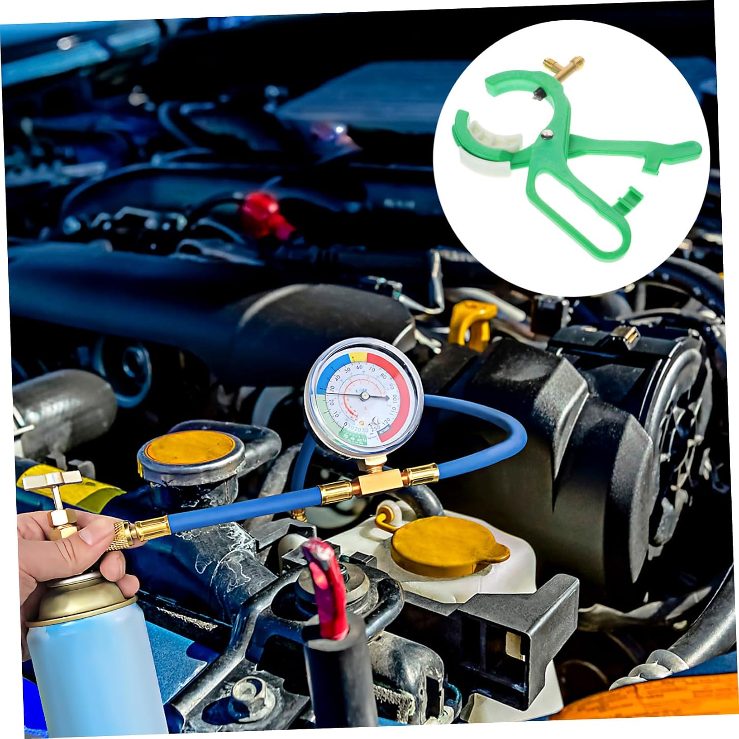 SOLUSTRE Can Opener Tool Manifold System Tap for Car Recharge Multi-Function Handler Easy to Use and Compatible Bottle Caps