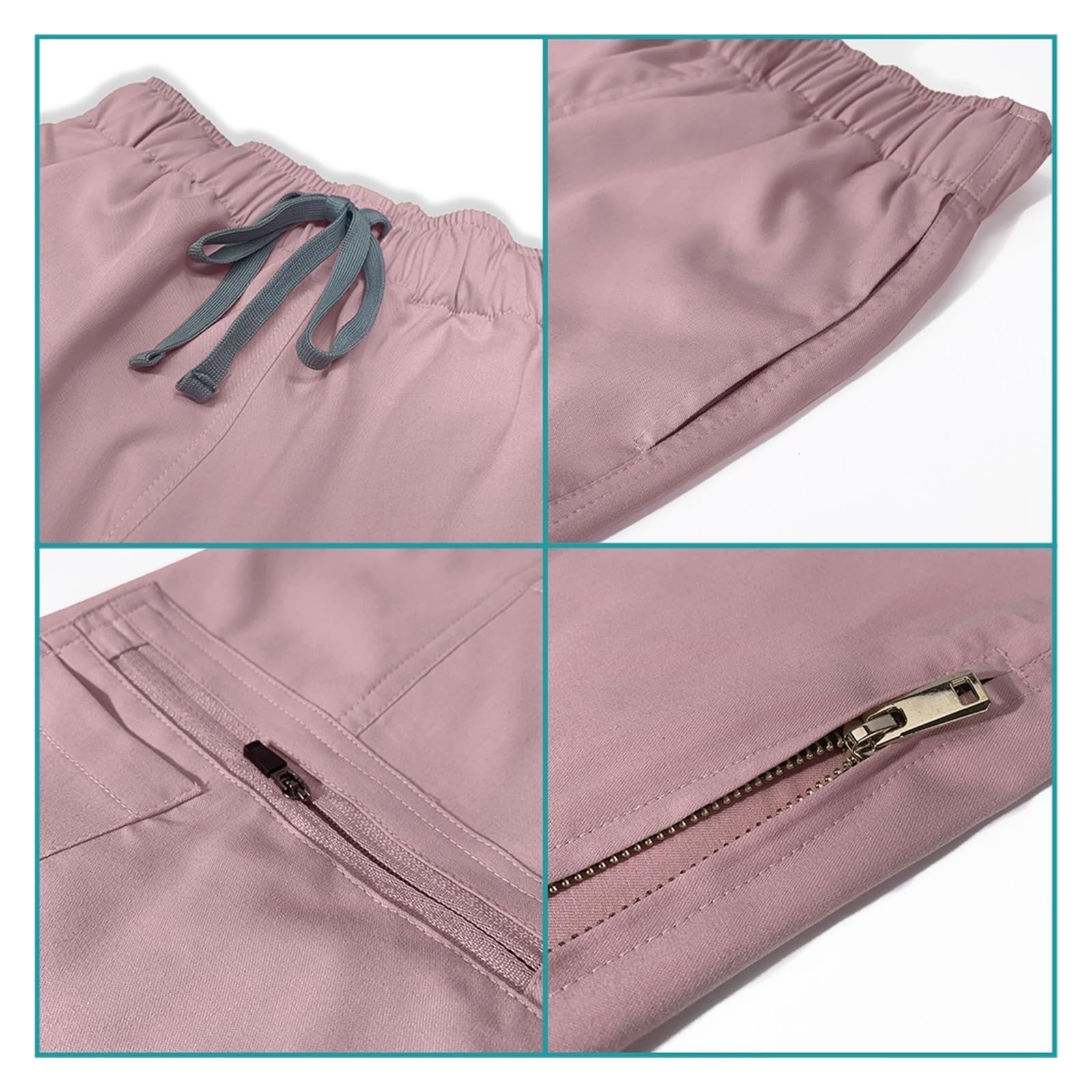 Abbigliamento da Lavoro da Infermiera for Donna Scrub Uniforme da Sala operatoria Top e Pantaloni Toelettatori Set Sanitario con Cerniera veterinaria for Animali Domestici(Gray,XL)