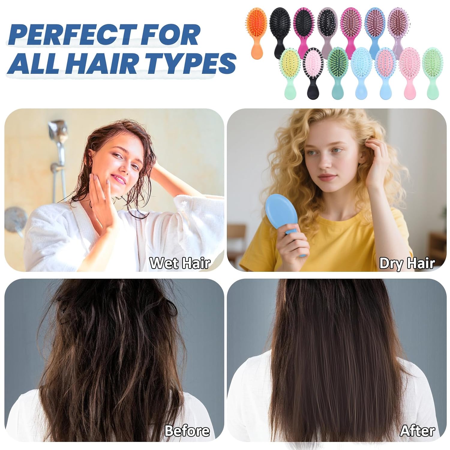 28 Pcs Mini Hair Brush Bulk,Multicolor Soft Bristle Detangling Brushes,Travel Hair Brush for Teens, Adults and Most Hairs Types,Bridesmaid Teen Girl Gift, Fashion Party Gift