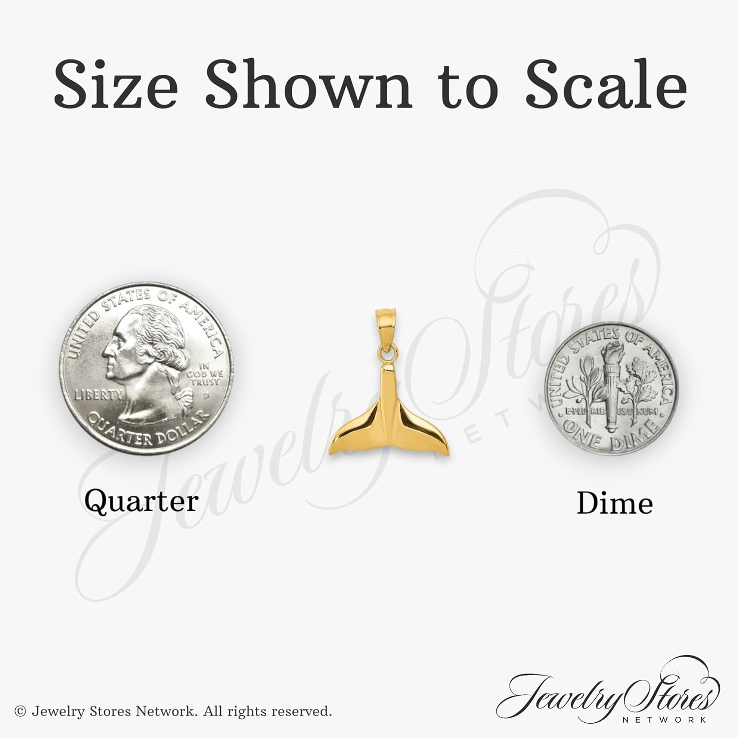 14k Yellow Gold Whale Tail Pendant with Open Back Design, Nautical Jewelry Charm for Men and Women