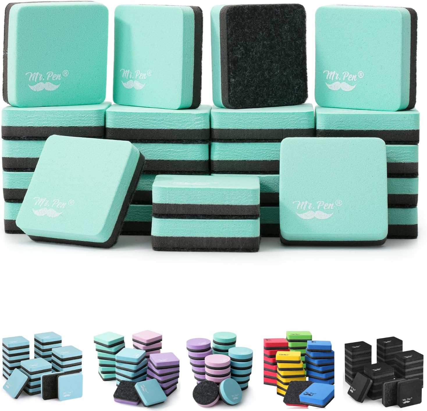 Mr. Pen Mini Dry Erase Eraser, 24 Pack, Green