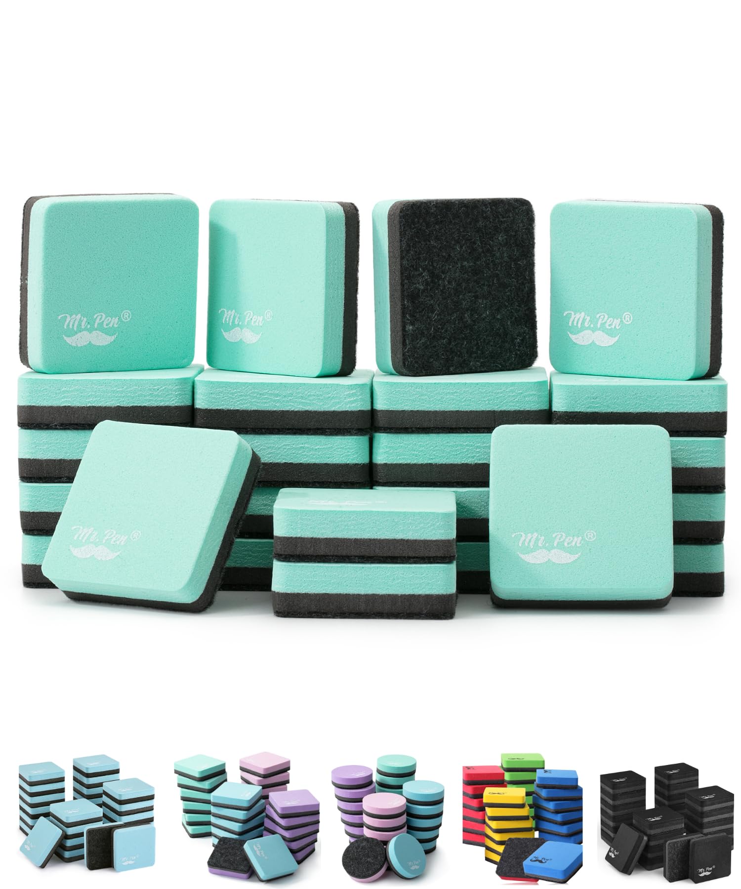 Mr. Pen- Mini Dry Erase Eraser, 24 Pack, Green, Magnetic Dry Eraser, Whiteboard Erasers