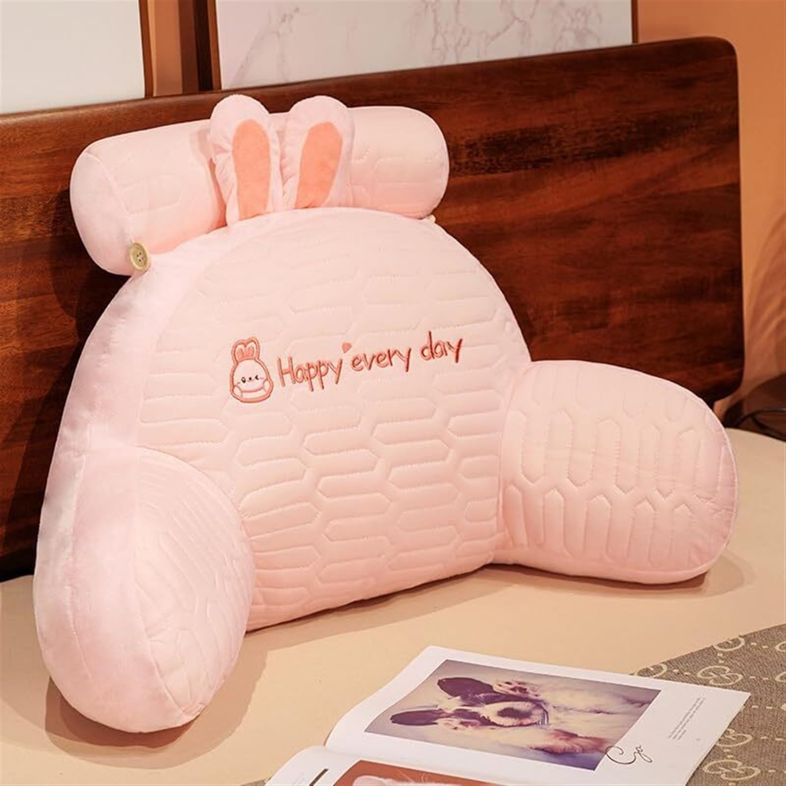 ZXGRfdefa reading pillow, Pillows to Relieve Pain Ergonomic Lumbar Support Cushion Detachable and Washable Cuddle Cushions(Pink,65 * 45cm)
