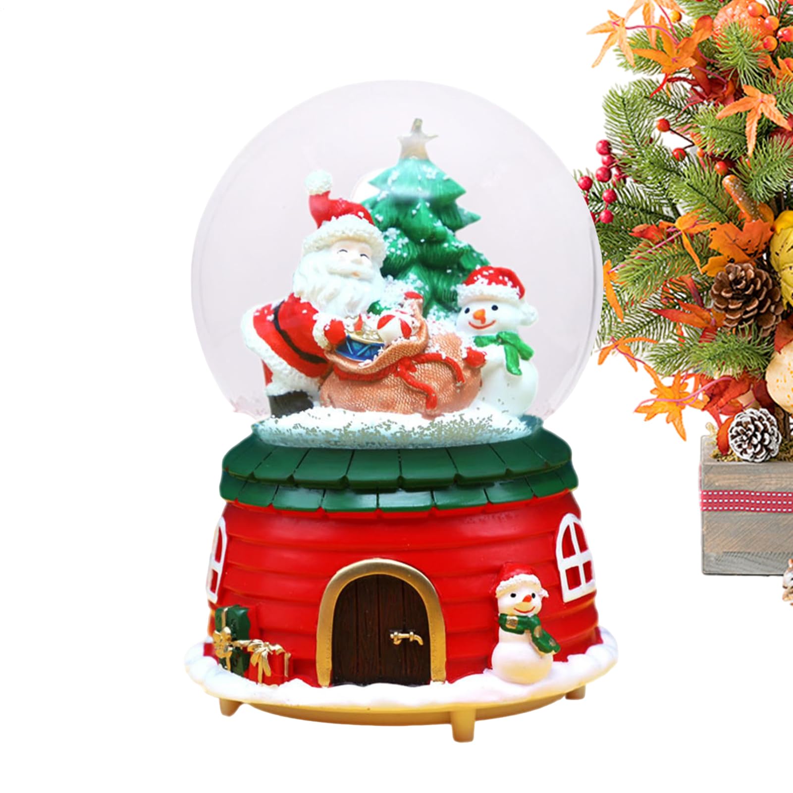 Globo de nieve navideño con caja de música y luces LED para adornos y decoración del hogar