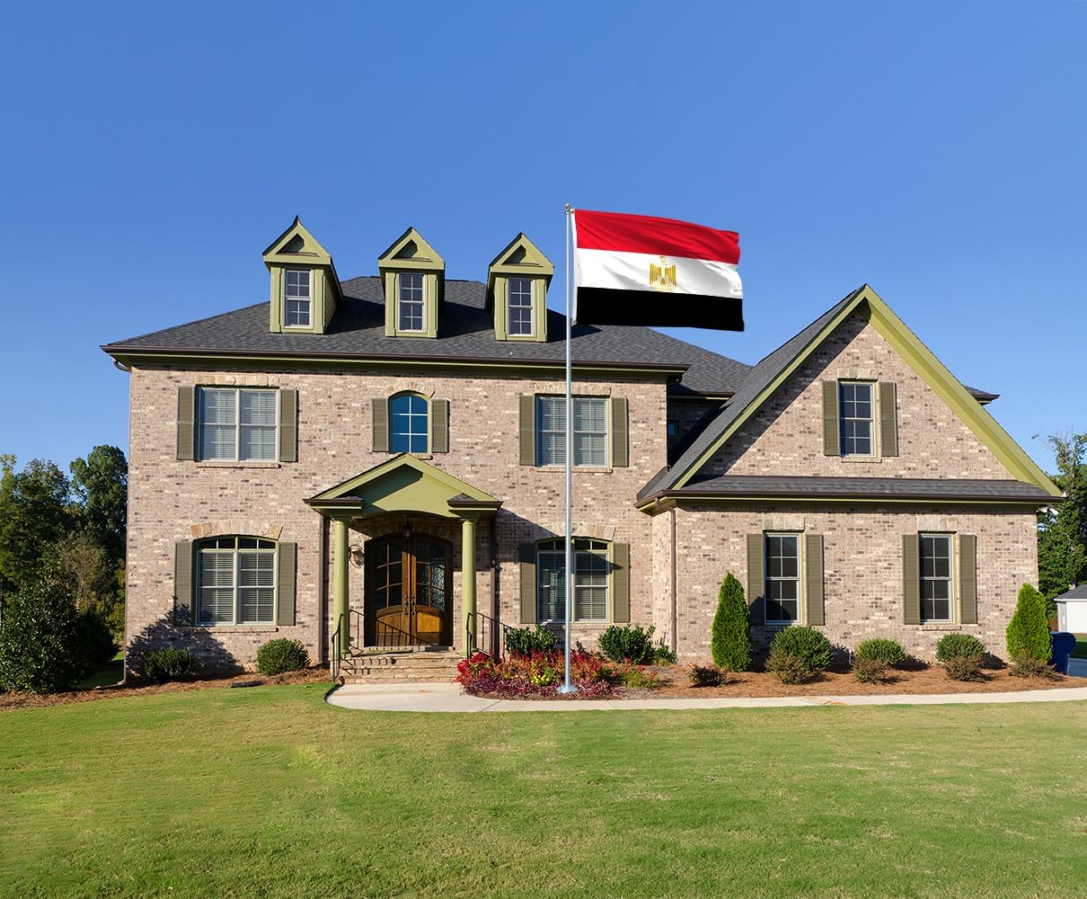 Egypt Flag 5x8FT Egyptian National Polyester Flag With 2 Grommets For Patriotic Egyptian Themed Festival Events Party Decoration(Egypt, 5x8FT)