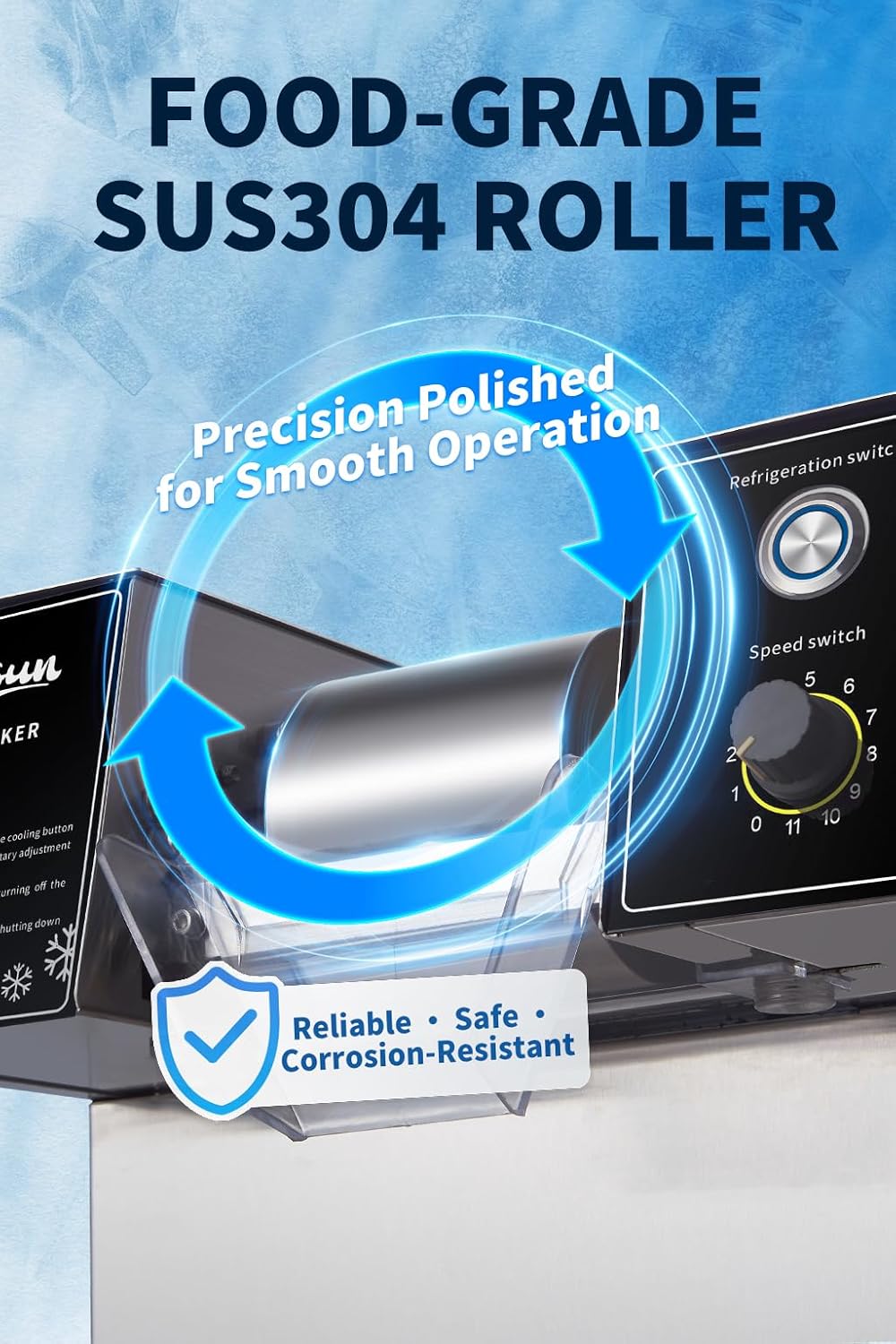 Snowflake Ice Machine, THXSUN 360W Commercial Shaved Ice Maker, 140lbs/24H Rapid Cooling Snowflake Ice Machine, Food-Grade Stainless Steel Snow Ice Maker for Restaurant, Café, Bar, Party