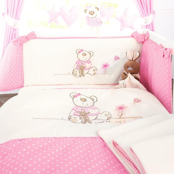 I Love My Bear Pink Spotty Dotty 4 Piece Bedding Set Amazon.co.uk