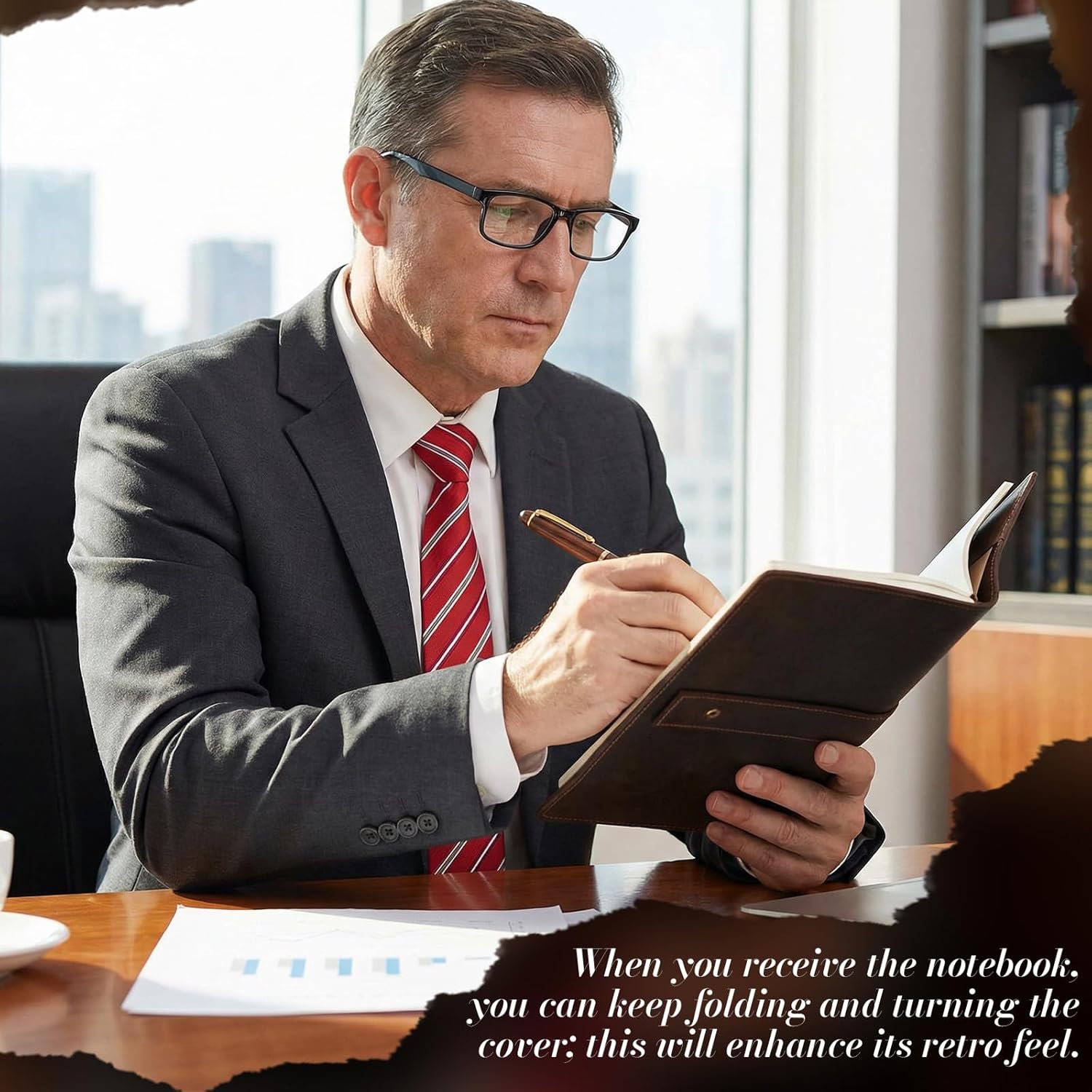 Resurhang Leather Journal Set, A5 Refillable Vintage Journal Notebook 3 Pcs Refill Notebook with Pen Vintage Handmade New Year Gifts for Men Women Poetry Writers, Business, Travel