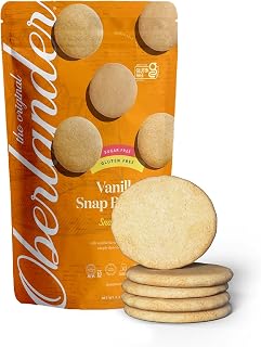 Oberlander Gluten Free, Certified Kosher For Passover, Snackable, "SUGAR FREE" Vanilla Snap Cookie, Dairy Free, Soy Free, Vegan, 5.5oz