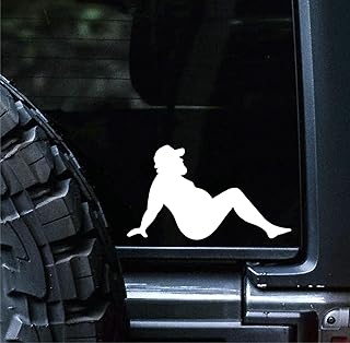 Sunset Graphics & Decals Mud Flap Man Decal Vinyl Car Sticker Funny Trucker Fat Joke Sexy | Cars Trucks Vans Walls Laptop | White | 5 inch | SGD000132