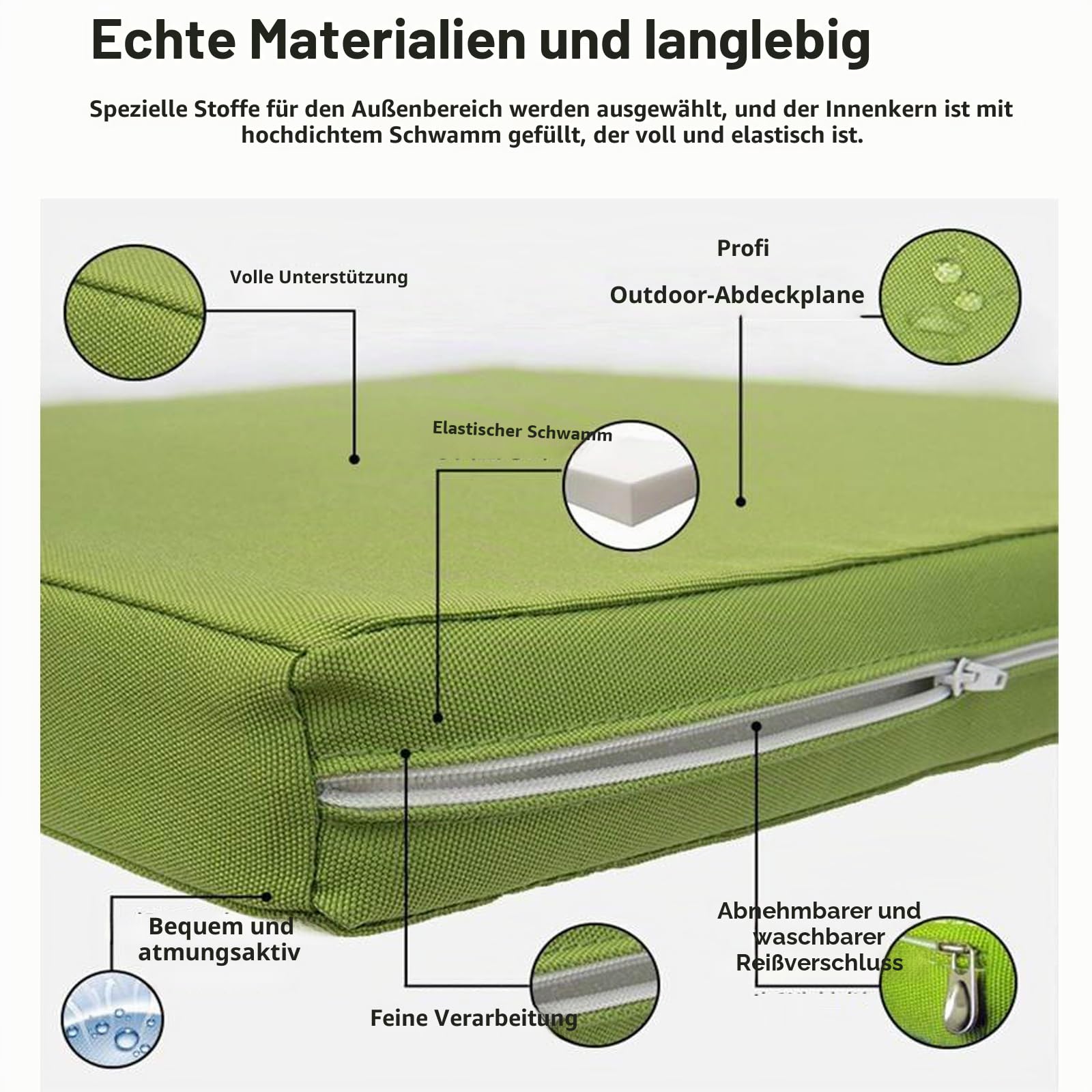 Outdoor-Sitzkissen-Set, tiefe Sitzkissen für Terrassenmöbel, Rasenstühle, Allwetterkissen, 55 x 55 cm, Grau