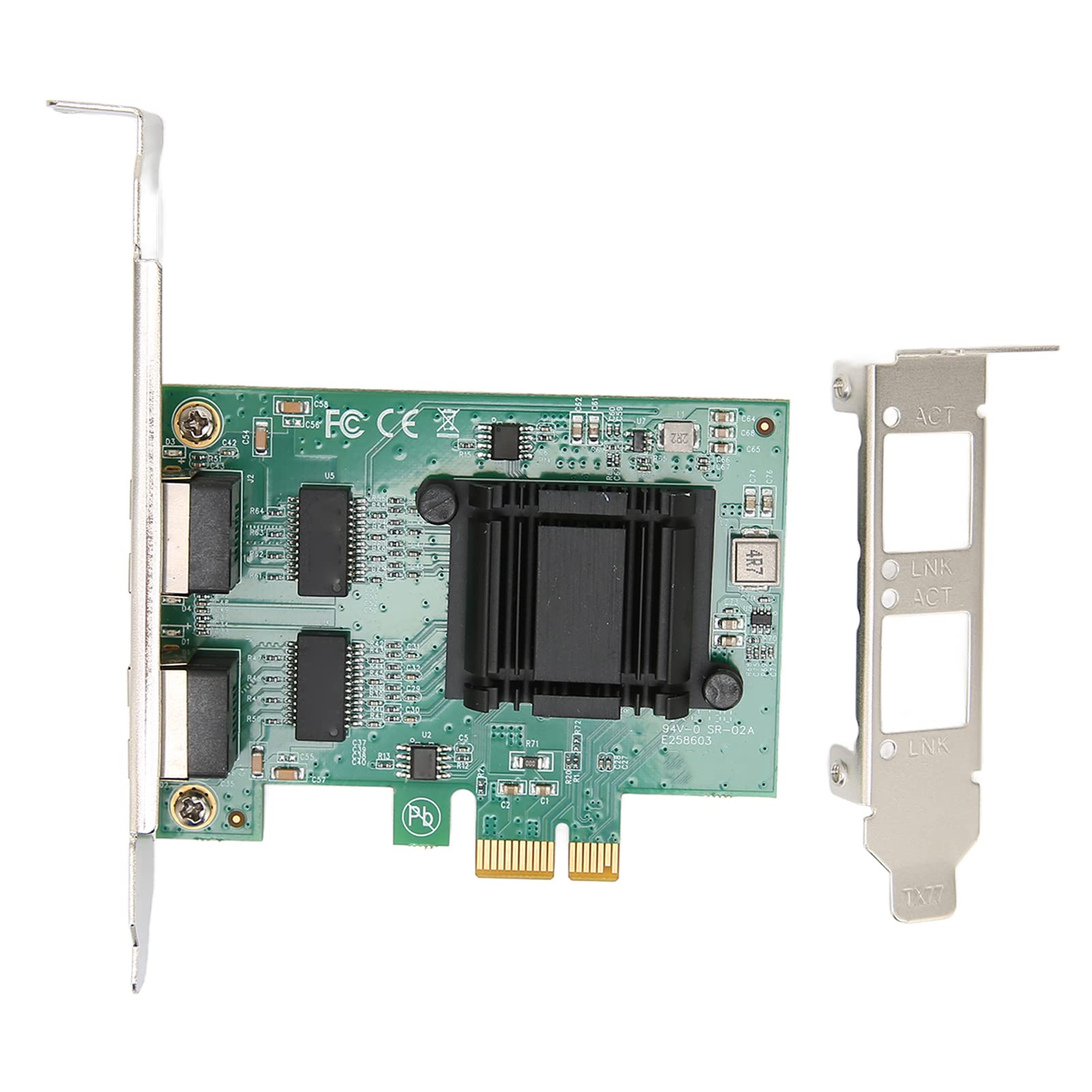 Acouto Karta Sieciowa Dwuportowy Adapter PCIE Gigabit NIC LAN 82751EB Przewodowa Karta Sieciowa Porty RJ45 Mb/s do Standardowej Sieci Wysoka zgodność z IEEE Dodaje gigabitową kartę sieciową