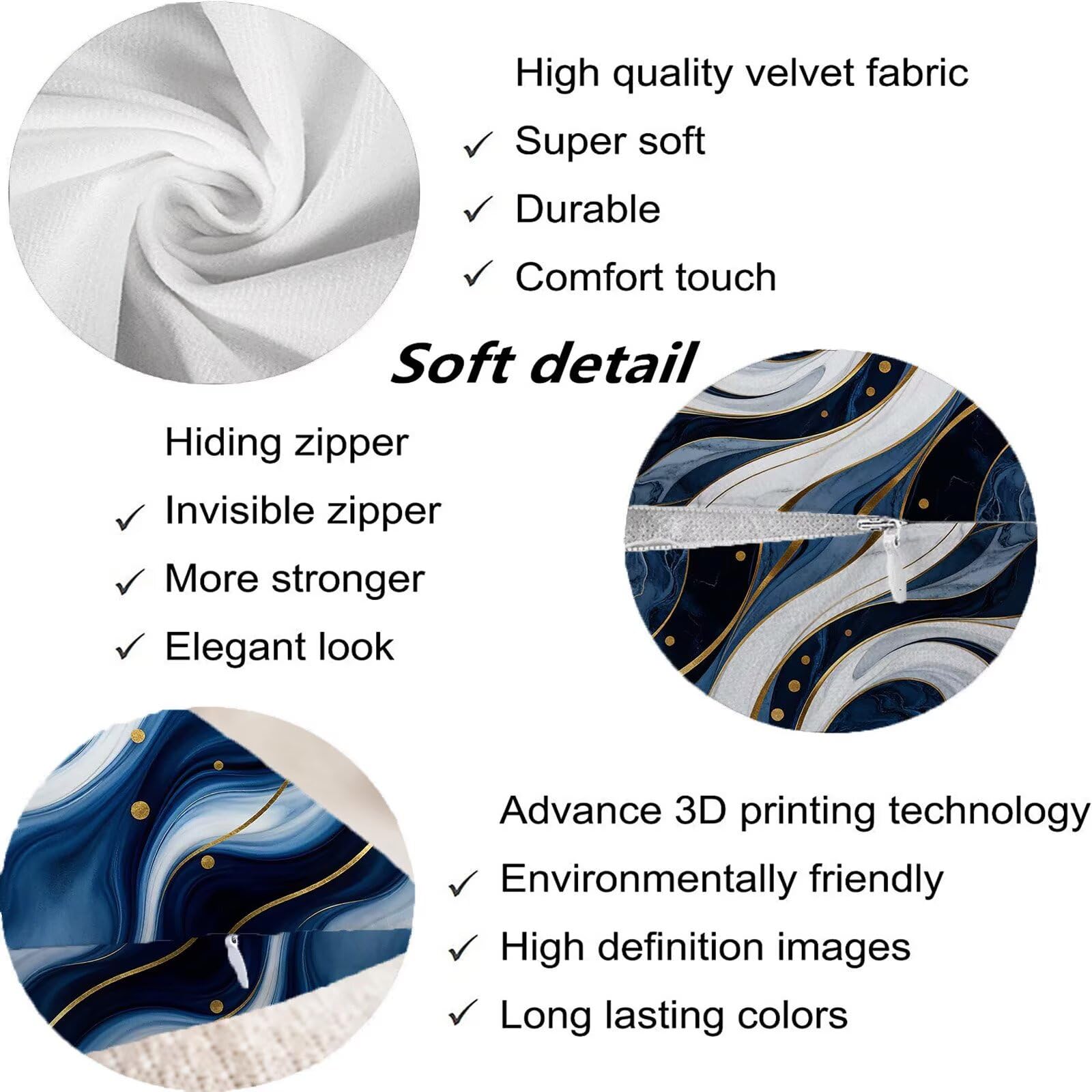 Blu Federe Cuscini Divano 50x50cm, Cuscini da Esterno Set de 4, Cod-90 | Velour Copricuscini Decorativi Letto Arredo, per Letto, Soggiorno, Giardino, Esterno, Casa Decorazione Set di 4 Linea
