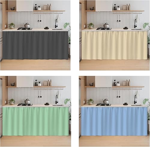 Miniatura 2 de SK Studio Cortinas cortas para cocina, cortina de gabinete de privacidad, a prueba de polvo, cortina de puerta para armario, almacenamiento, gris,