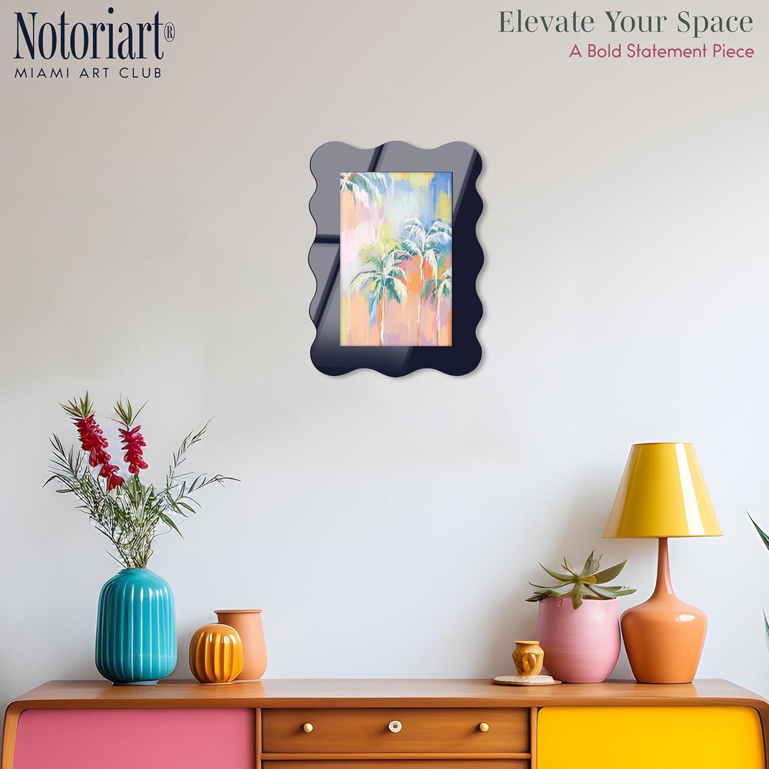 Colors of the Tropics Coastal Wall Art – Navy Curvy Acrylic Wall Frame, 13.5x18.5 – Sculptural Dimensional Wall Art – Modern Decor by NOTORIART