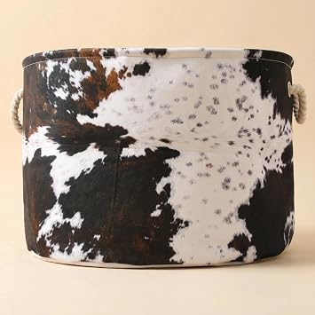 Highland Cow Nursery Bins Boxes for Toys Clothes Laundry Hamper Basket with Handles Nursery Hamper Toy Box Clothe Organizer Large Capacity Cow skin
