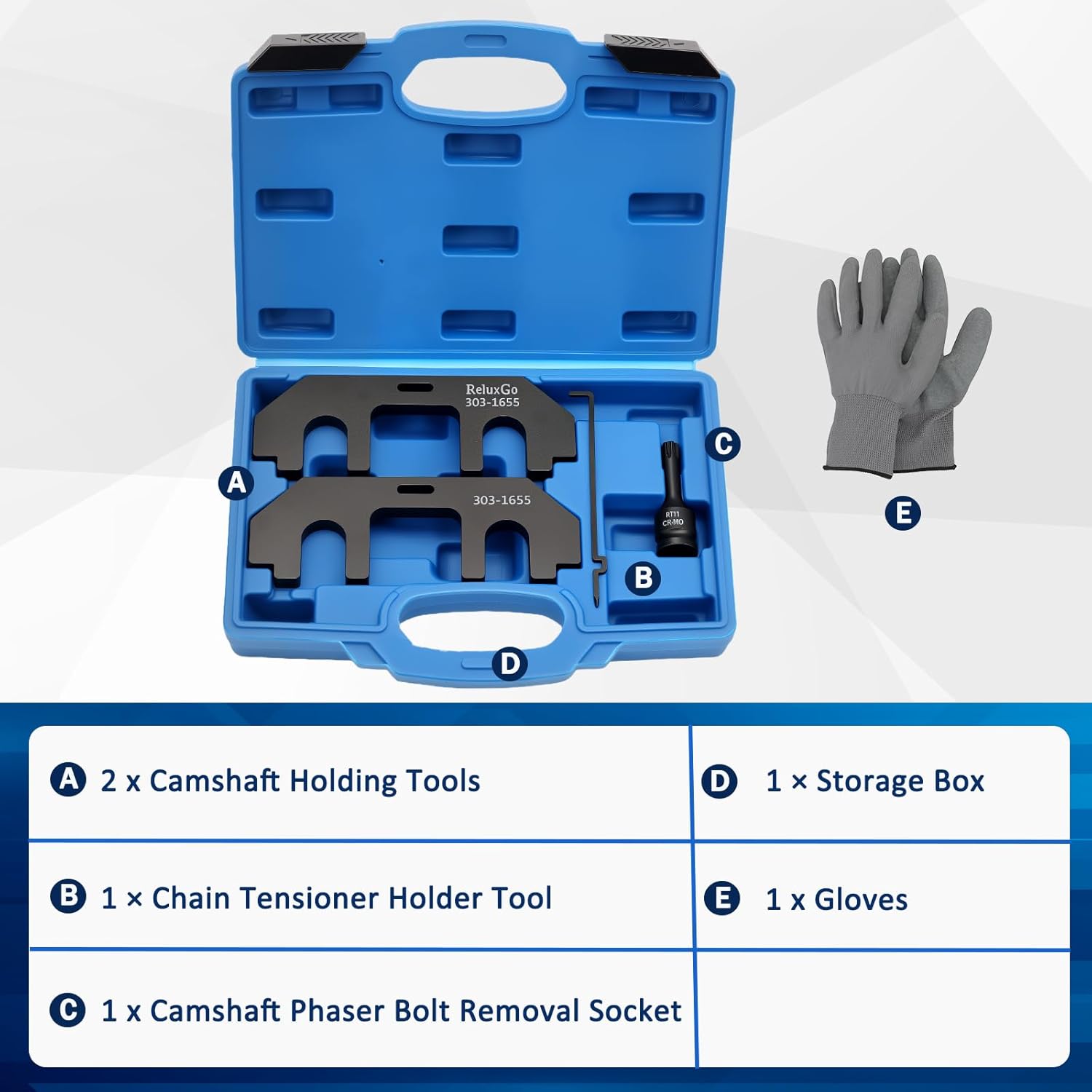 ReluxGo 303-1655 Camshaft Holding Tool Kit, Compatible with Ford 3.5L EcoBoost Upgraded GT F-150 Expedition Lincoln Navigator, with Cylinder Head Screw Removal Socket