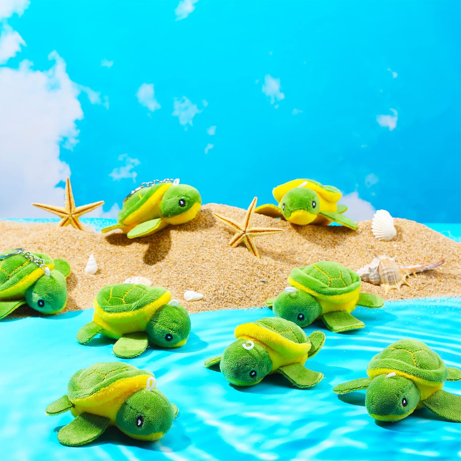 Sotiff Mini Turtle Stuffed Toy Bulk 3.2 Inch Cute Small Turtle Animal Plush Toys Decorations for Kids Adult Birthday Sea Animal Ocean Party Favor Supplies(50 Pieces)