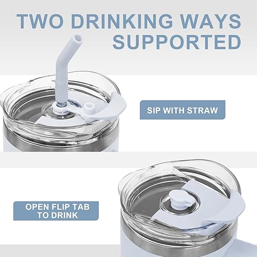 Miniatura 6 de Tamarac Vaso de 40 onzas con asa y tapa con pajilla, vaso aislado, botella de agua reutilizable de acero inoxidable de viaje con tapa para