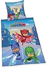 PJ Masks Bettwäsche, Kopfkissenbezug ca. 80x80 cm, Bettbezug ca. 135x200 cm, mit leichtläufigem Markenreißverschluss, 100% Baumwolle, Renforcé