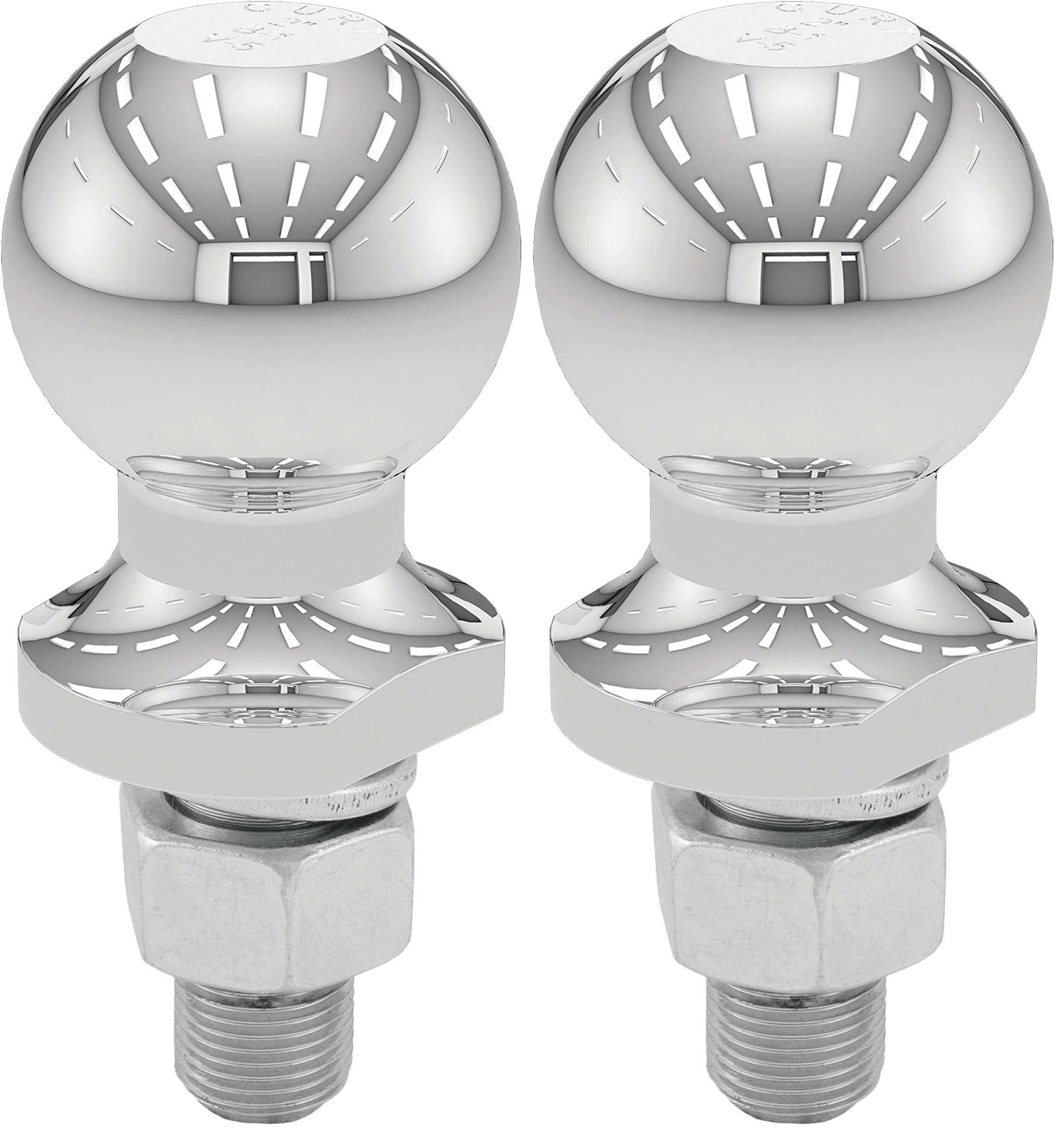 CURT 40003 Chrome Trailer Hitch Ball, 3,500 lbs, 2-Inch Diameter, 3/4 x 1-3/4-Inch Shank, Universal Fit (Pack of 2)