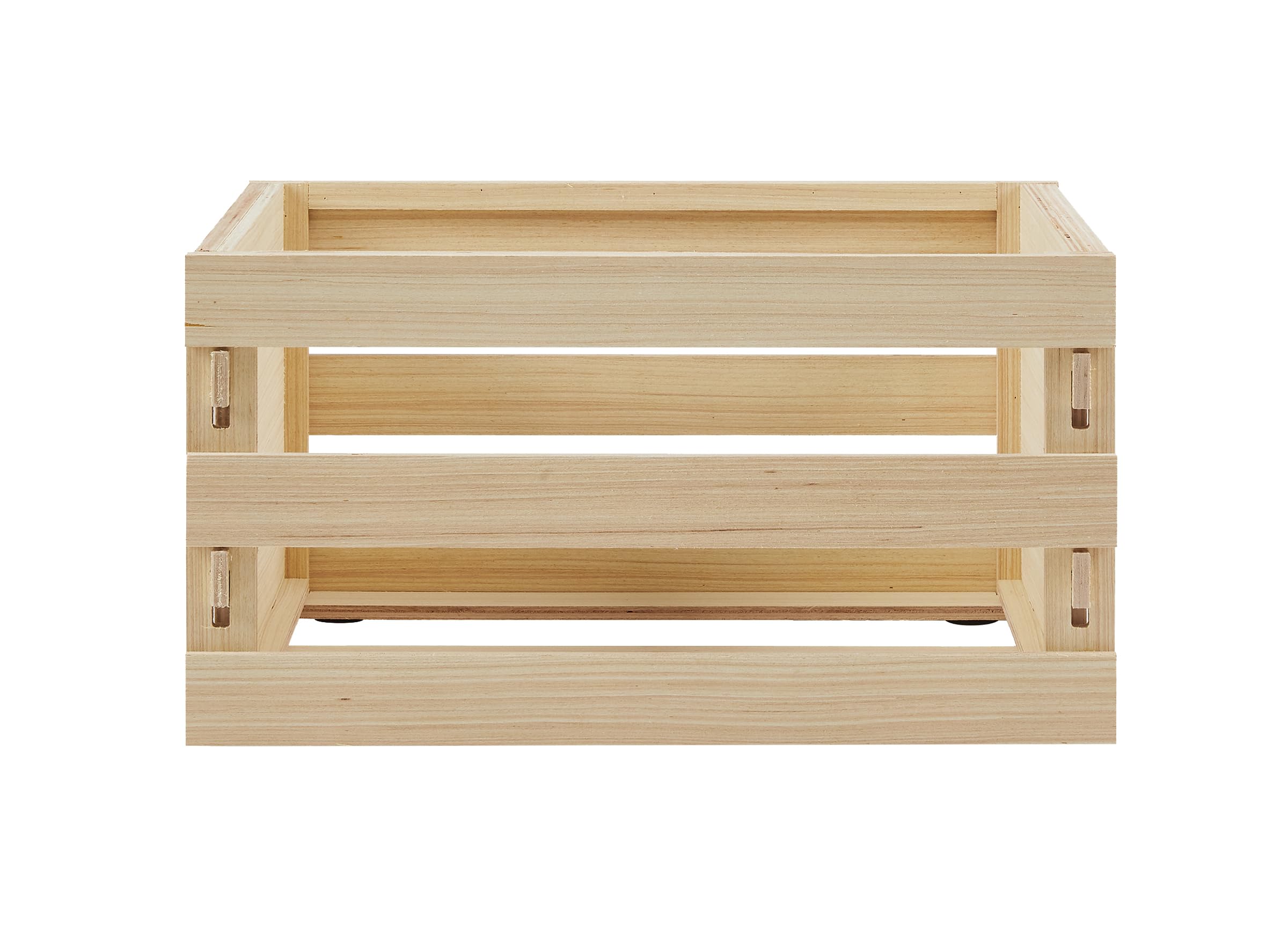 Crosley AC1050A-BB - Caja de almacenamiento de discos de vinilo de madera para hasta 75 álbumes, organizador portátil con asas, color natural