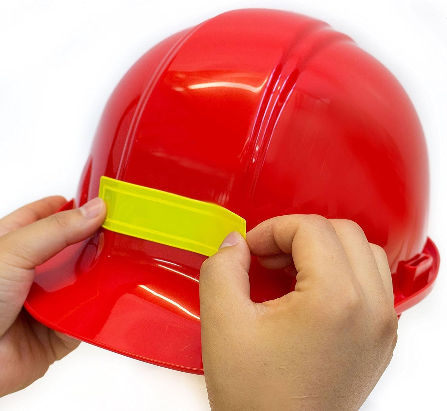 (Pack of 16) Troy Safety Adhesive Vinyl Retro-Reflective Hard Hat/Helmet Sticker, 1" Length x 4" Width x 0.014" Thickness, Lime Green Yellow