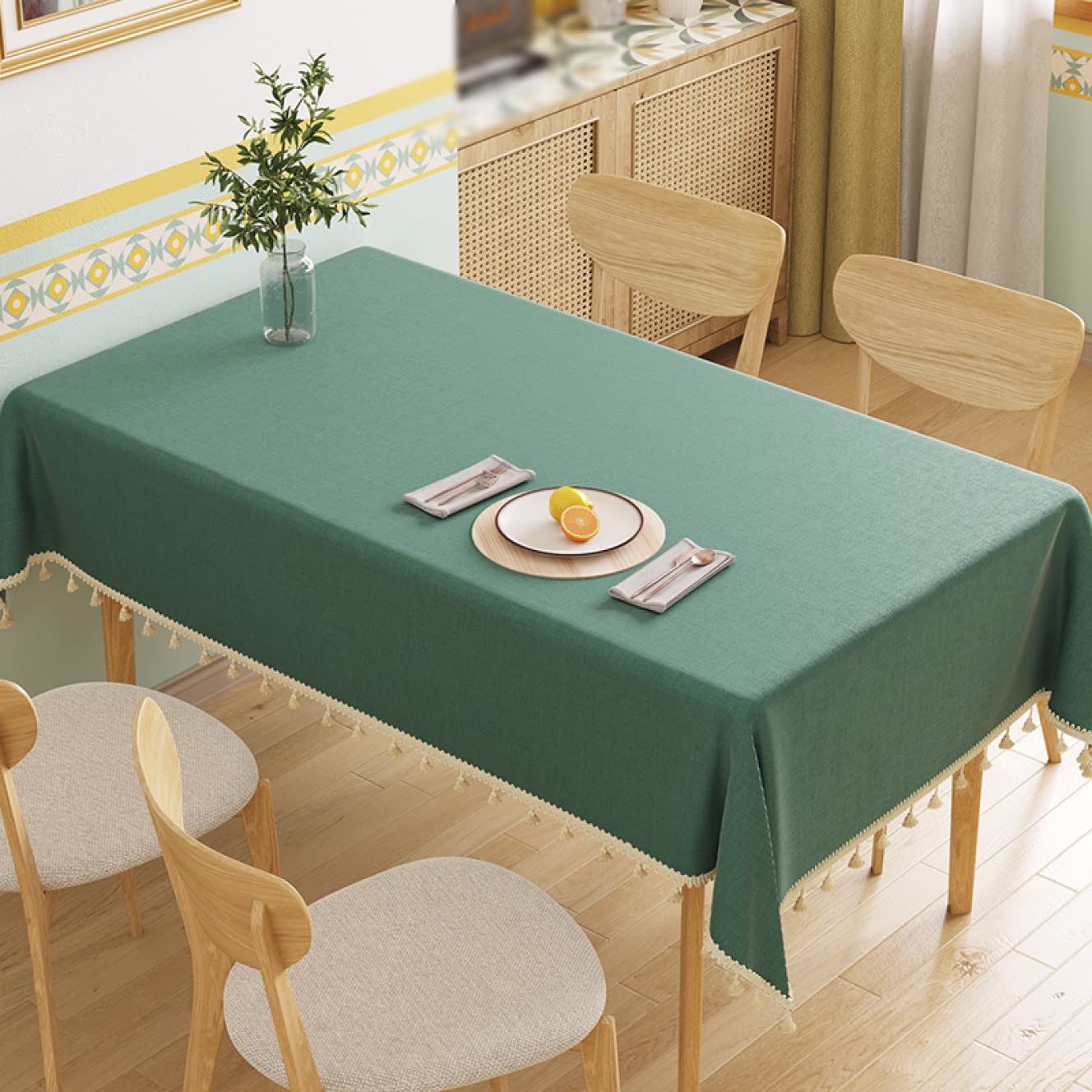 Amazon｜PIRNSDG テーブル クロス 濃い緑色 テーブル マット デスク