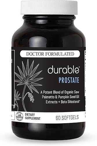 Durable Próstata - Palmetto orgánico USPlus + Beta-Sitosterol - Apoya la salud de la próstata, la función y el flujo de la vejiga de los hombres,