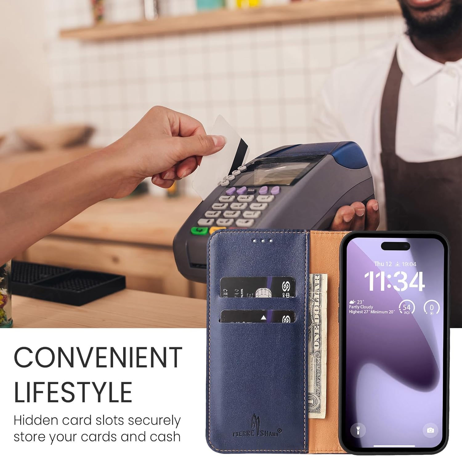 Case for iPhone 17 Pro Max, PU Leather Wallet Magnetic Flip Folio with Card Holder, Cash Pocket & Stand Function, Shockproof Protective Cover, Black