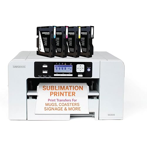 Sawgrass SG500 Sublimation Printer Starter Bundle | Anti-Clog Dye-Sublimation Printer with 20mL SubliJet UHD Inks & TruePix Paper | Purpose-Built for Sublimation | Wi-Fi Enabled | Easy Setup