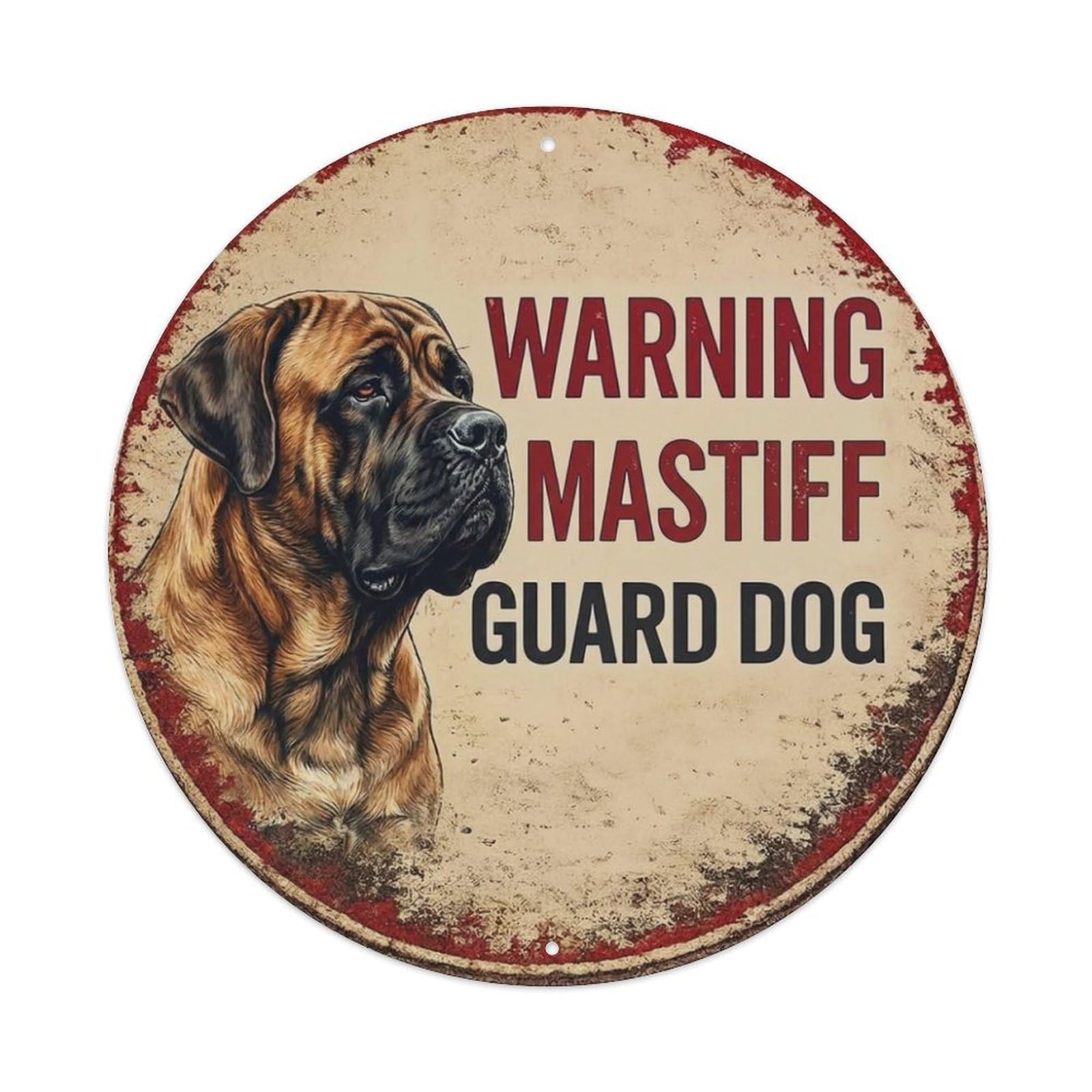 Tgrcjimh Style Metal Tin Sign Vintage Warning Mastiff