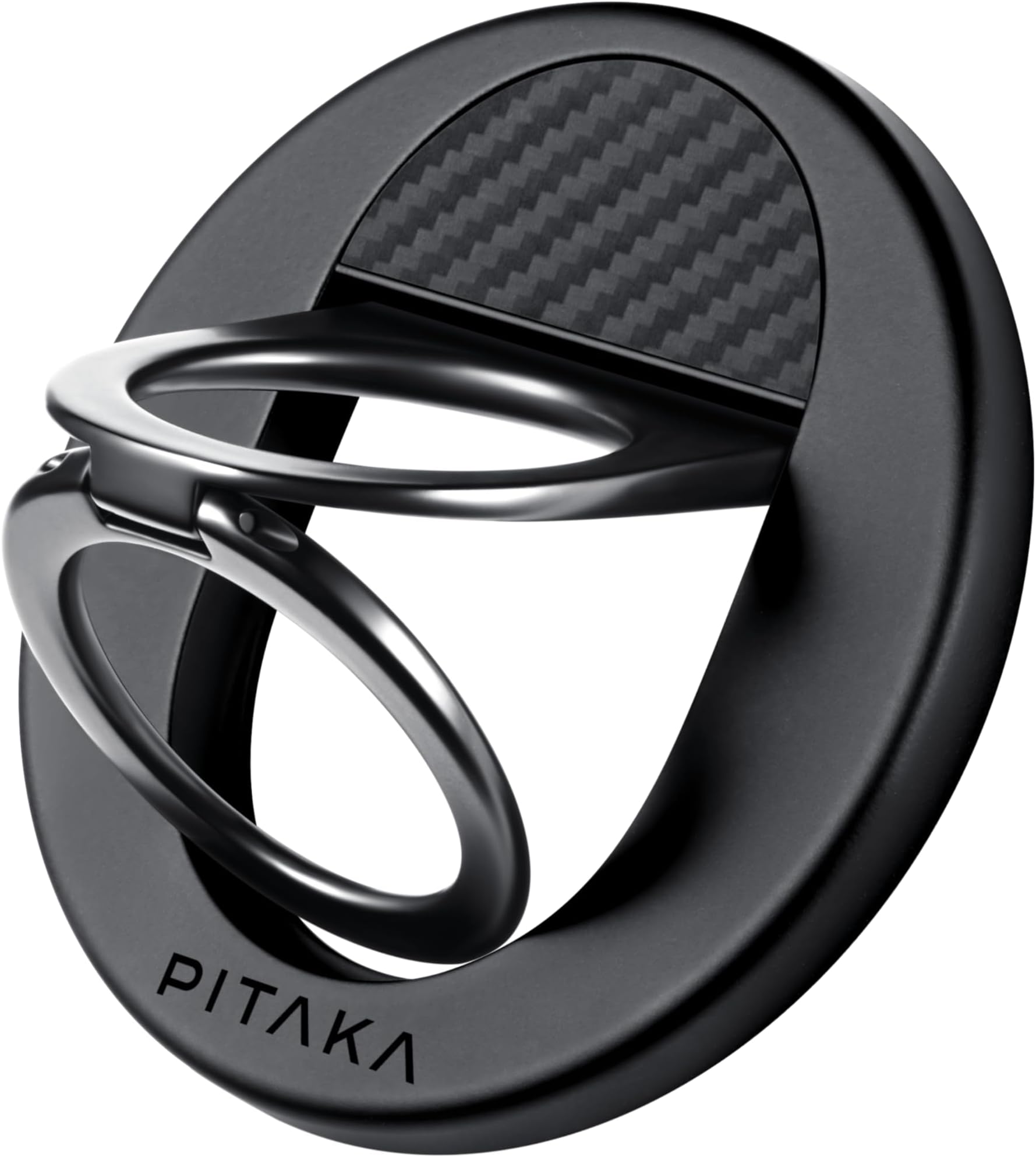 PITAKA MagSafe Phone Grip, 360 Degree Rotation Magnetic Phone Grip Compatible with iPhone 17/16/15/14/13/12 [MagEZ Grip 3, Black]