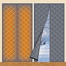 2 Sets Magnetic Thermal Insulated Curtains for Doors Winter Thicken Quilted Oxford Cotton Door Cover Waterproof Window Attic Blanket for Cold Weather(Gray,38" X 83")