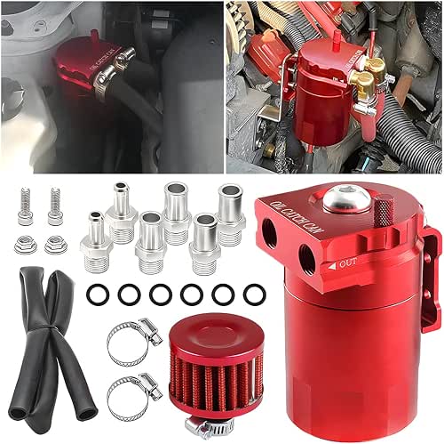 AICEL Baffled Oil Catch Can Kit Aluminum Separator, Breather Filter
