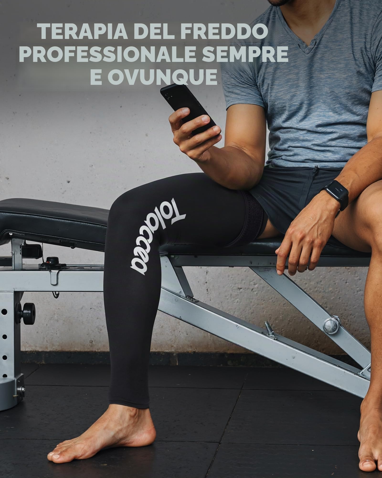 Tolaccea Impacco Ghiaccio per Gamba Intera con Copertura 360° – Fascia con Gel Riutilizzabile per Sollievo dal Dolore e Recupero Muscolare – per Piede, Polpaccio, Coscia, Ginocchio e Tibia(L)