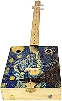 Vista 3 de Noche estrellada" de 3 cuerdas ilustrada Cigar Box Guitar - Serie de Bellas Artes
