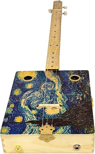 Miniatura 3 de "Noche estrellada" de 3 cuerdas ilustrada Cigar Box Guitar - Serie de Bellas Artes