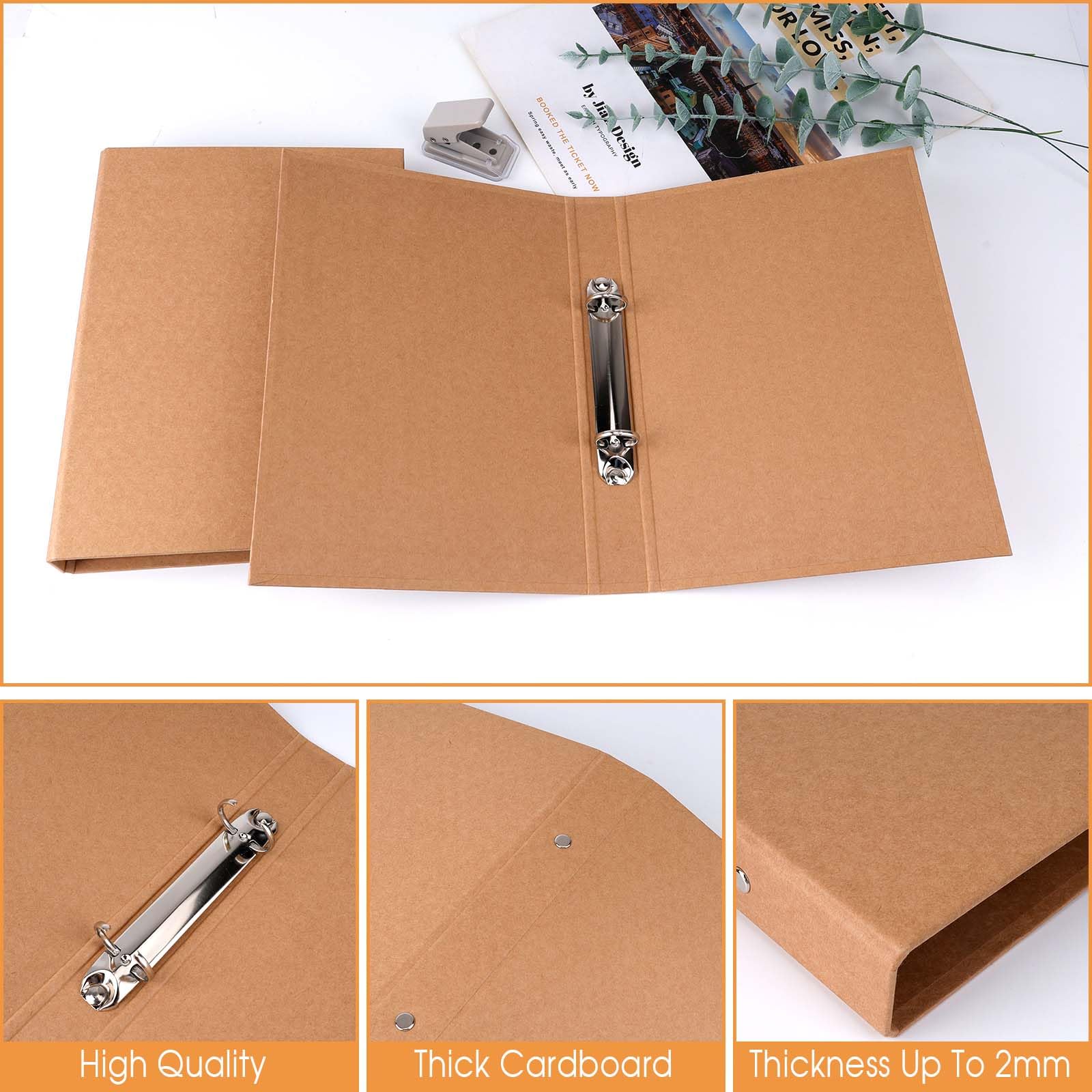 Classeur A5 à 2 Anneaux En Papier Kraft - 2 Pièces Rechargeables 233x175mm | Pour Bureau, Études, Agenda & Voyage - 2